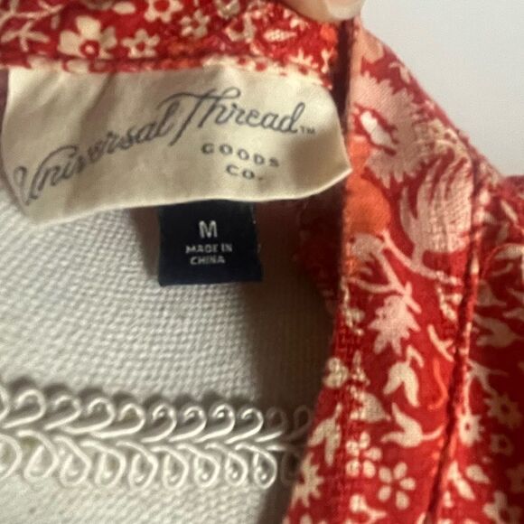 UNIVERSAL THREAD RUFFLE MAXI DRESS ORANGE RED FLORAL SLEEVELESS TIERED MEDIUM - Picture 9 of 10